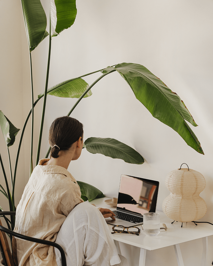 Social Media Scheduling Lady working on Laptop
